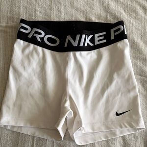 Nike White Compression Shorts with Black Waistband